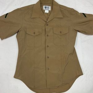 #1761 Valor Collection Marine Military Tan Button Up Men’s Shirt | Size: 16